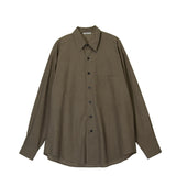 Auralee WASHED FINX TWILL BIG SHIRT, Brown
