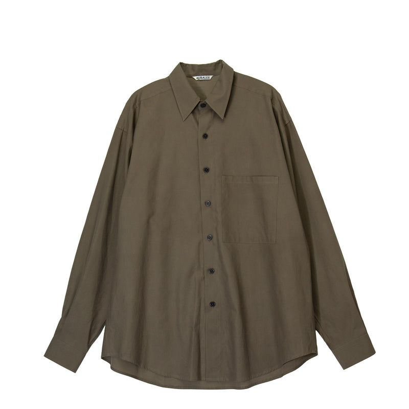 Auralee WASHED FINX TWILL BIG SHIRT, Brown