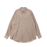 Auralee AIRY LIGHT COTTON CHECK BIGSHIRT, Brown Gingham Check