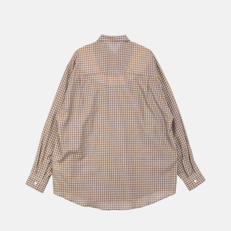 Auralee AIRY LIGHT COTTON CHECK BIGSHIRT, Brown Gingham Check