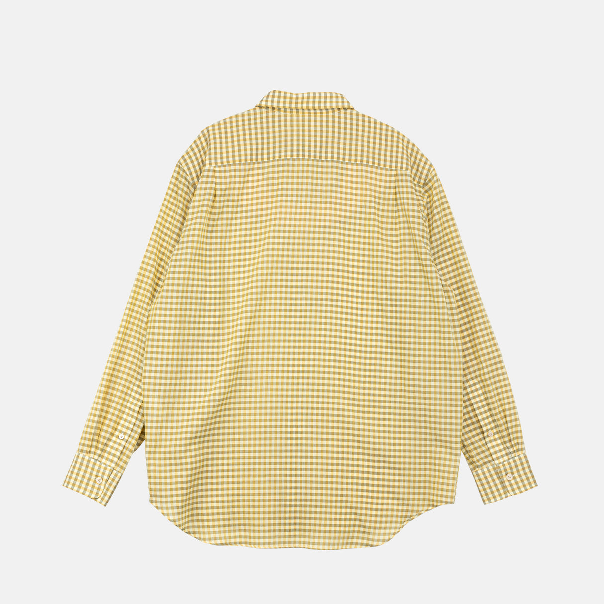 Auralee AIRY LIGHT COTTON CHECK SHIRT, Mustard Gingham Check