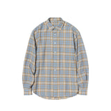 Auralee AIRY WOOL CHECK SHIRT, Light Blue/Beige