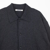 Auralee HIGH TWIST WOOL KNIT SHIRT CARDIGAN, Charcoal
