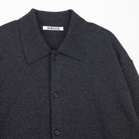 Auralee HIGH TWIST WOOL KNIT SHIRT CARDIGAN, Charcoal