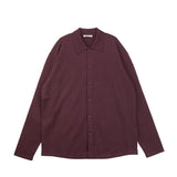 Auralee HIGH TWIST WOOL KNIT SHIRT CARDIGAN, Red Brown