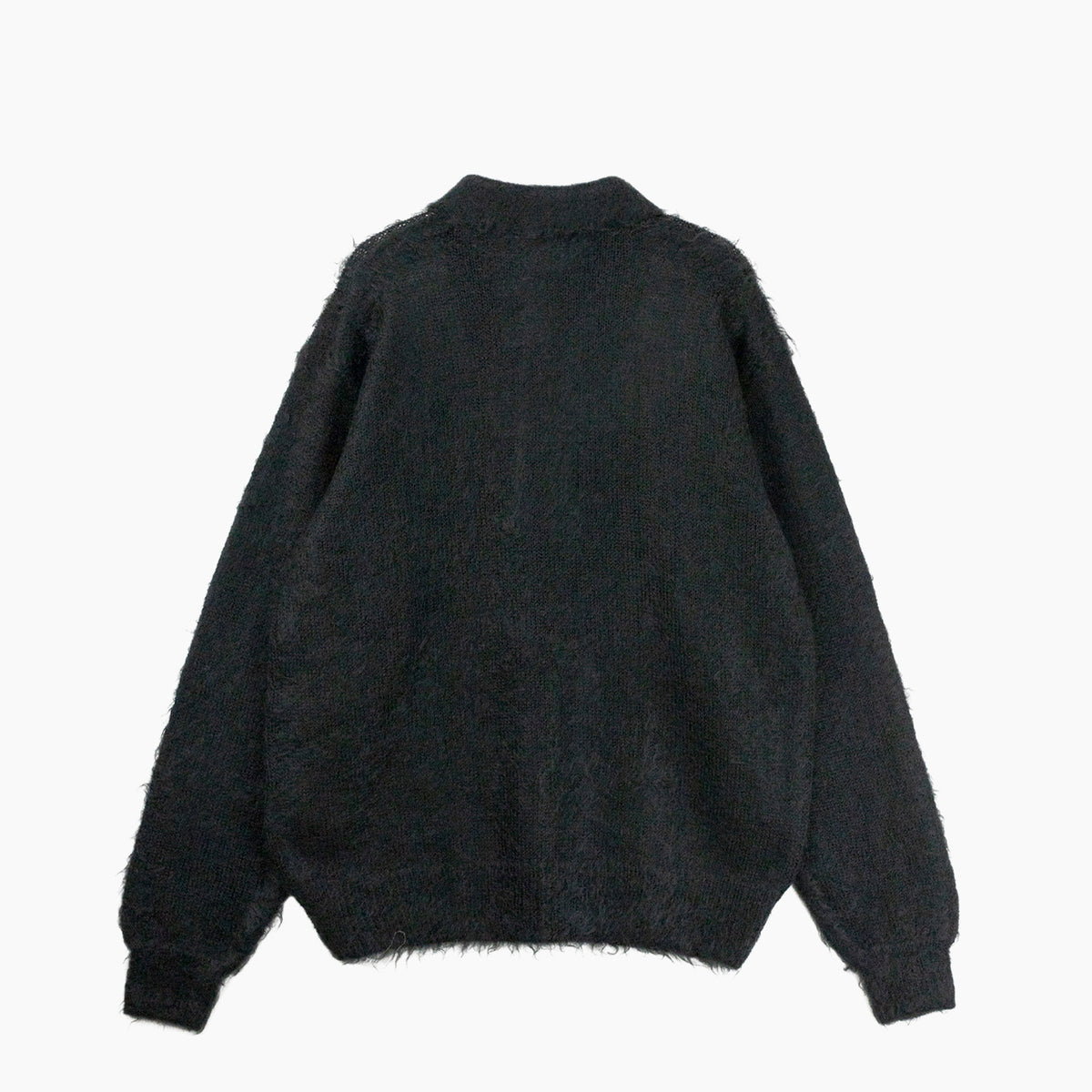 Auralee M'S BRUSHED SUPER KID MOHAIR KNIT POLO, Ink Black