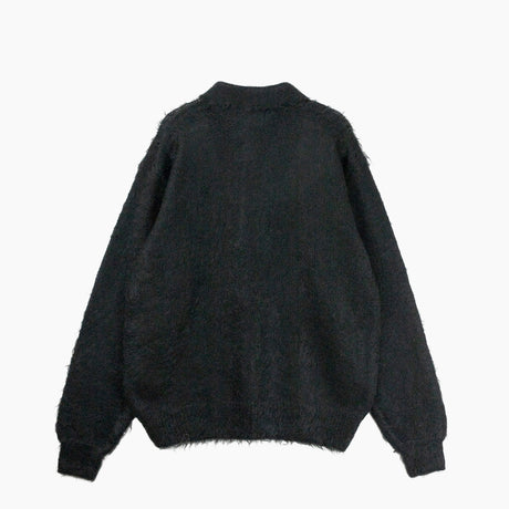 Auralee M'S BRUSHED SUPER KID MOHAIR KNIT POLO, Ink Black