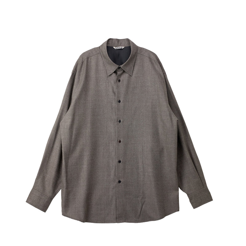 Auralee M'S SUPER LIGHT WOOL SHIRT, Top Brown