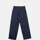 Auralee SILK NEP DENIM 5P WIDE PANTS, Dark Navy