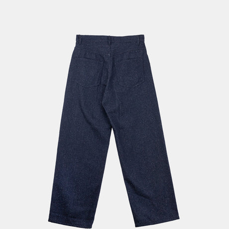 Auralee SILK NEP DENIM 5P WIDE PANTS, Dark Navy