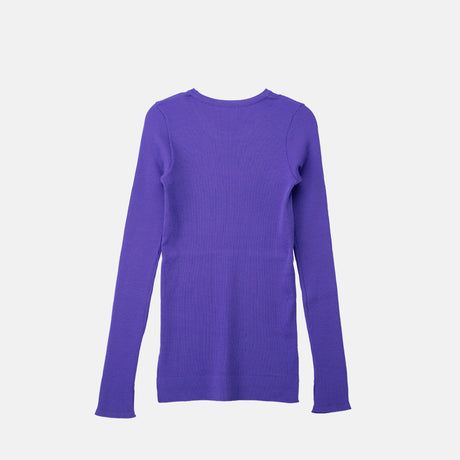 Auralee SUPER FINE WOOL HIGH GAUGE RIB KNIT TOP, Purple