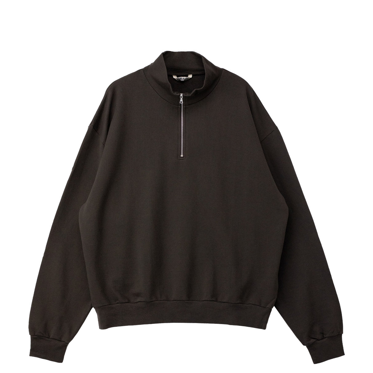 Auralee SUPER HIGH GAUGE SWEAT HALF ZIP, Dark Brown