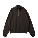 Auralee SUPER HIGH GAUGE SWEAT HALF ZIP, Dark Brown