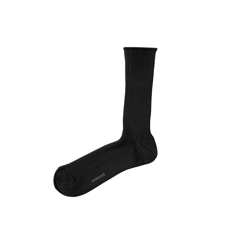 Auralee GIZA HIGH GAUGE SOCKS, Black