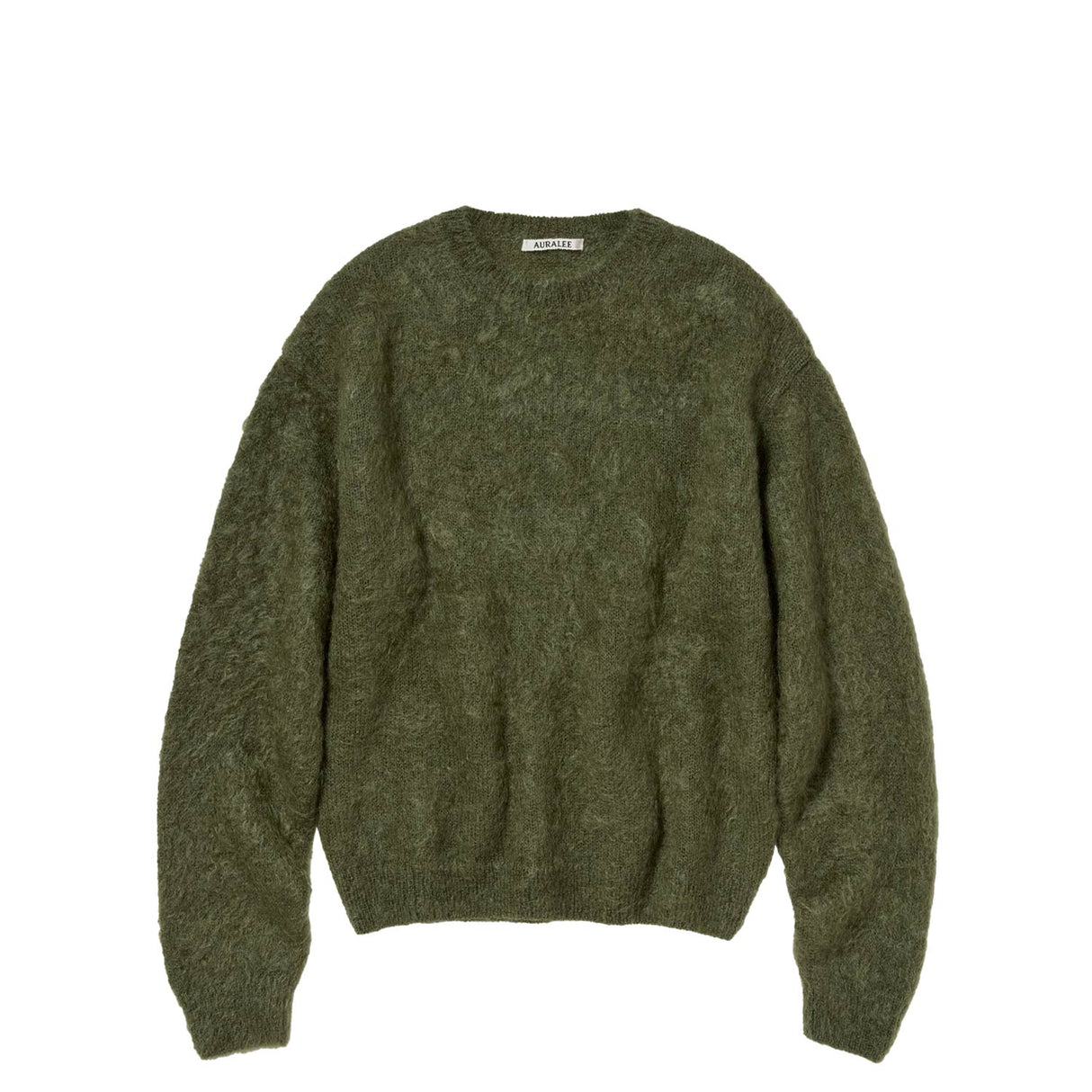 Auralee W' BRUSHED SUPER KID MOHAIR KNIT P/O, Olive