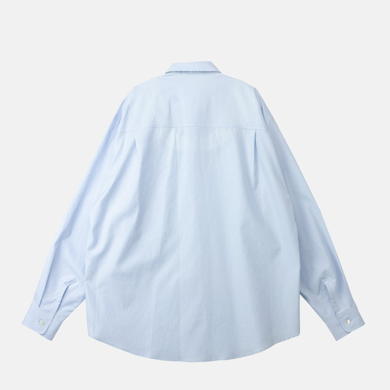 Auralee WASHED FINX TWILL BIG SHIRT, Light Blue