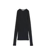 Auralee WOOL SILK SOFT RIB L/S TEE, Black