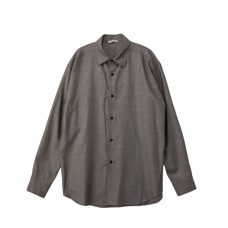 Auralee W'S SUPER LIGHT WOOL SHIRT, Top Brown