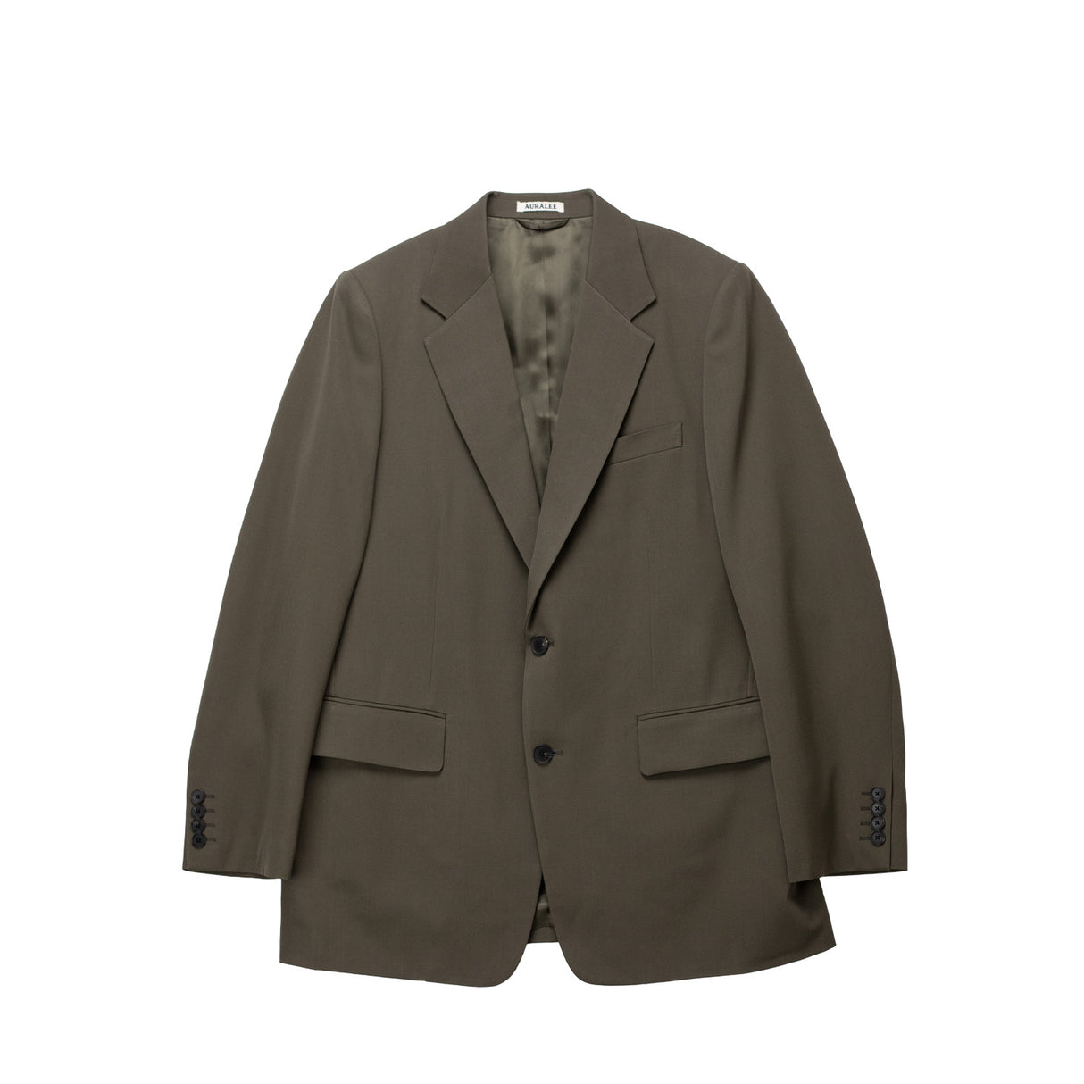 Auralee M'S LIGHT WOOL MAX GABARDINE JACKET, Dark Olive Brown