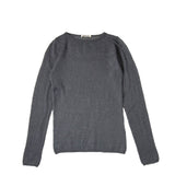 Auralee SHEER KNIT BOAT-NECK TOP, Charcoal