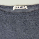 Auralee SHEER KNIT BOAT-NECK TOP, Charcoal