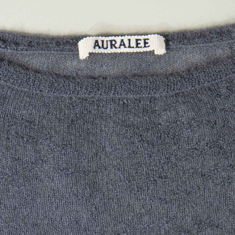 Auralee SHEER KNIT BOAT-NECK TOP, Charcoal