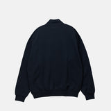 Auralee M'S ELASTIC HIGH GAUGE SWEAT HALF ZIP, Ink Black