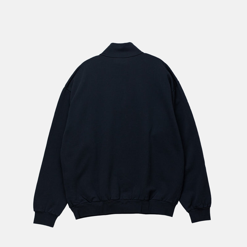 Auralee M'S ELASTIC HIGH GAUGE SWEAT HALF ZIP, Ink Black