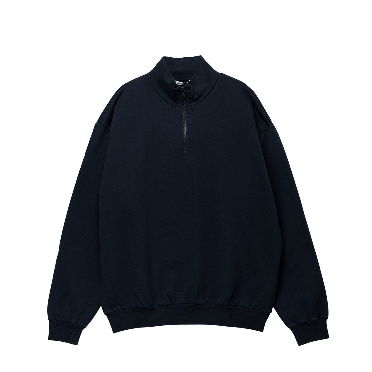 Auralee M'S ELASTIC HIGH GAUGE SWEAT HALF ZIP, Ink Black