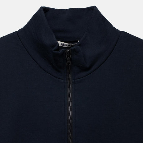 Auralee M'S ELASTIC HIGH GAUGE SWEAT HALF ZIP, Ink Black