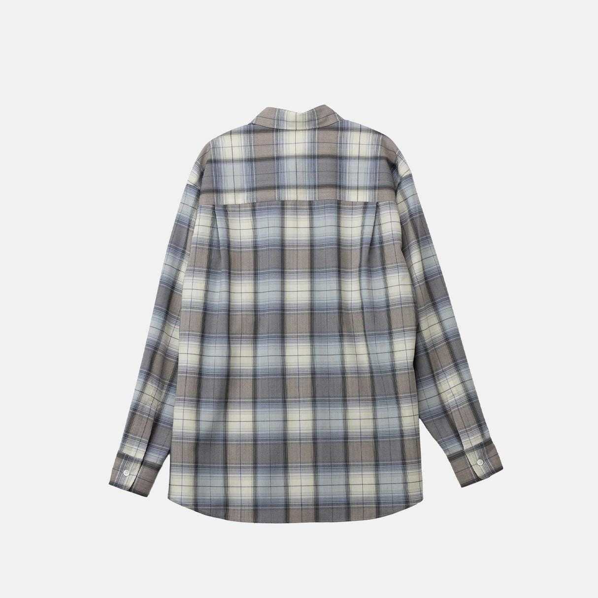 Auralee SUPER LIGHT WOOL CHECK SHIRT, Blue Gray Check