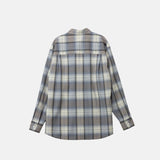 Auralee SUPER LIGHT WOOL CHECK SHIRT, Blue Gray Check