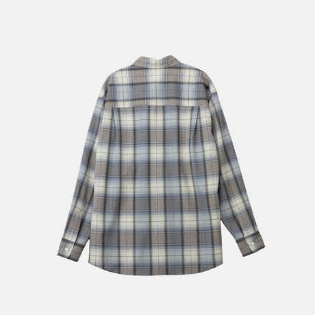 Auralee SUPER LIGHT WOOL CHECK SHIRT, Blue Gray Check