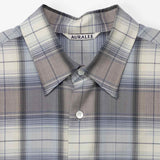 Auralee SUPER LIGHT WOOL CHECK SHIRT, Blue Gray Check