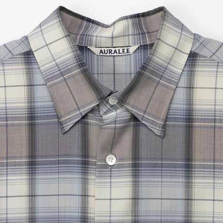 Auralee SUPER LIGHT WOOL CHECK SHIRT, Blue Gray Check