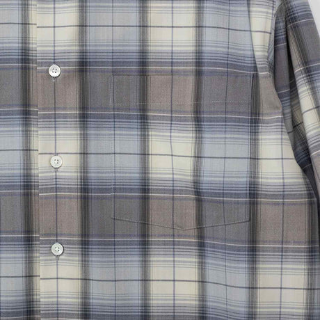 Auralee SUPER LIGHT WOOL CHECK SHIRT, Blue Gray Check
