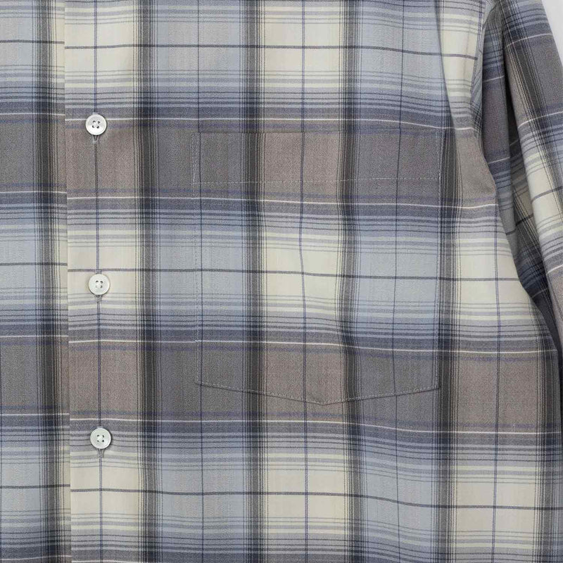 Auralee SUPER LIGHT WOOL CHECK SHIRT, Blue Gray Check