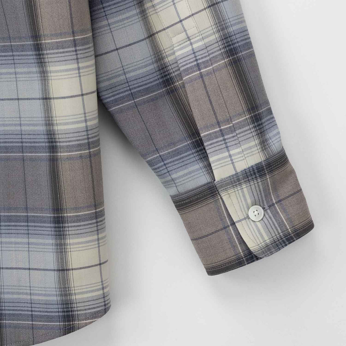 Auralee SUPER LIGHT WOOL CHECK SHIRT, Blue Gray Check