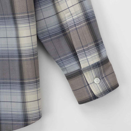 Auralee SUPER LIGHT WOOL CHECK SHIRT, Blue Gray Check