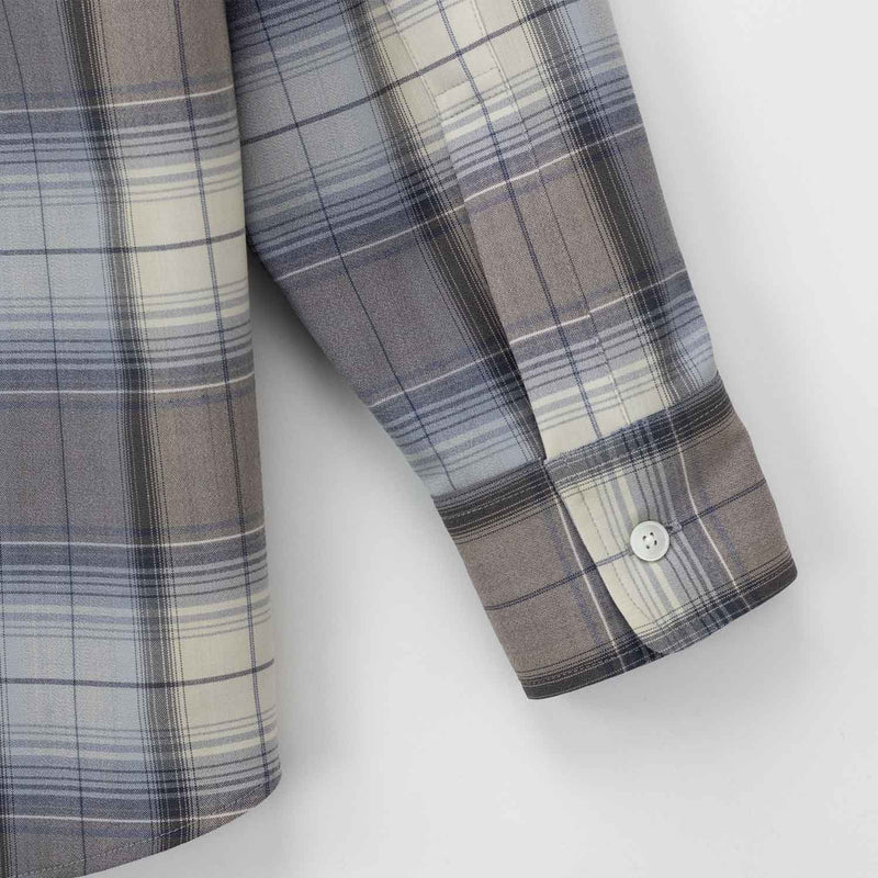 Auralee SUPER LIGHT WOOL CHECK SHIRT, Blue Gray Check