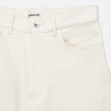 Auralee W' SILK NEP DENIM 5P WIDE SHORTS, Ivory White