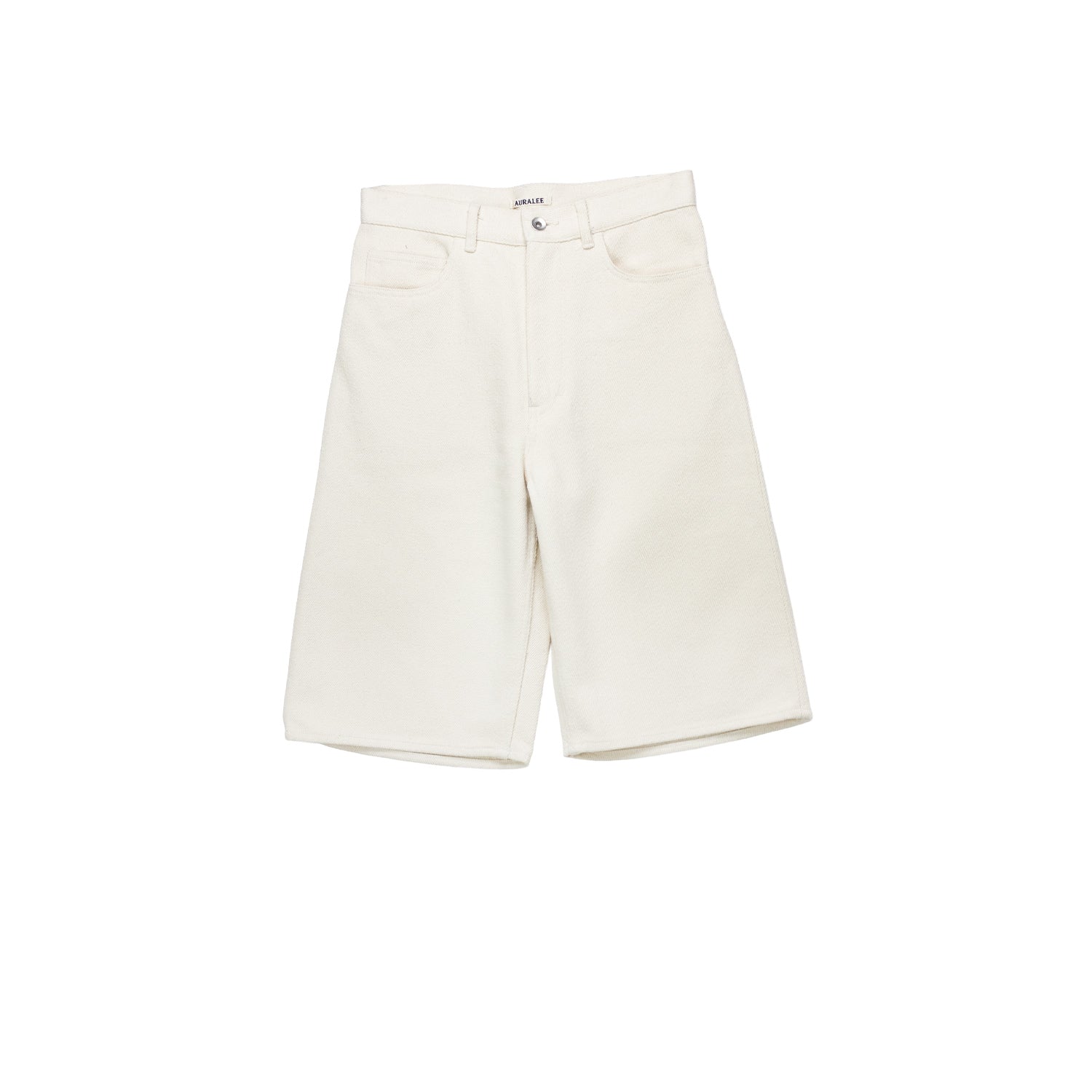 Auralee W' SILK NEP DENIM 5P WIDE SHORTS, Ivory White – Beamhill
