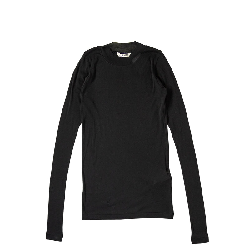 Auralee SHEER RIB L/S T-SHIRT, Black