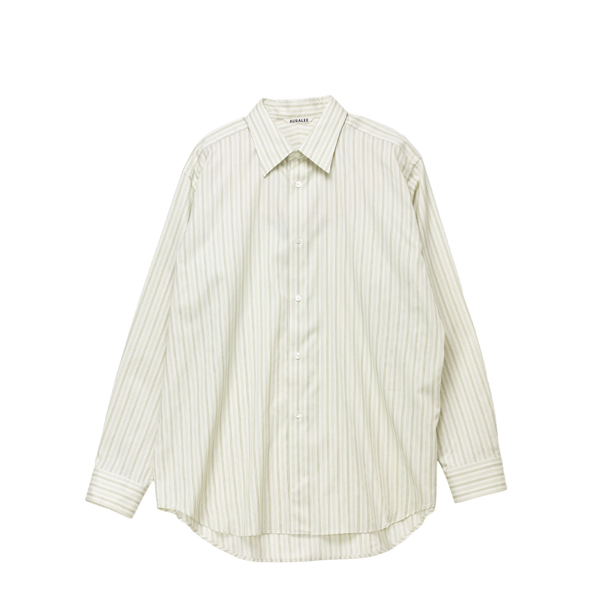 Auralee M'S COTTON SILK STRIPE SHIRT, Ivory Stripe