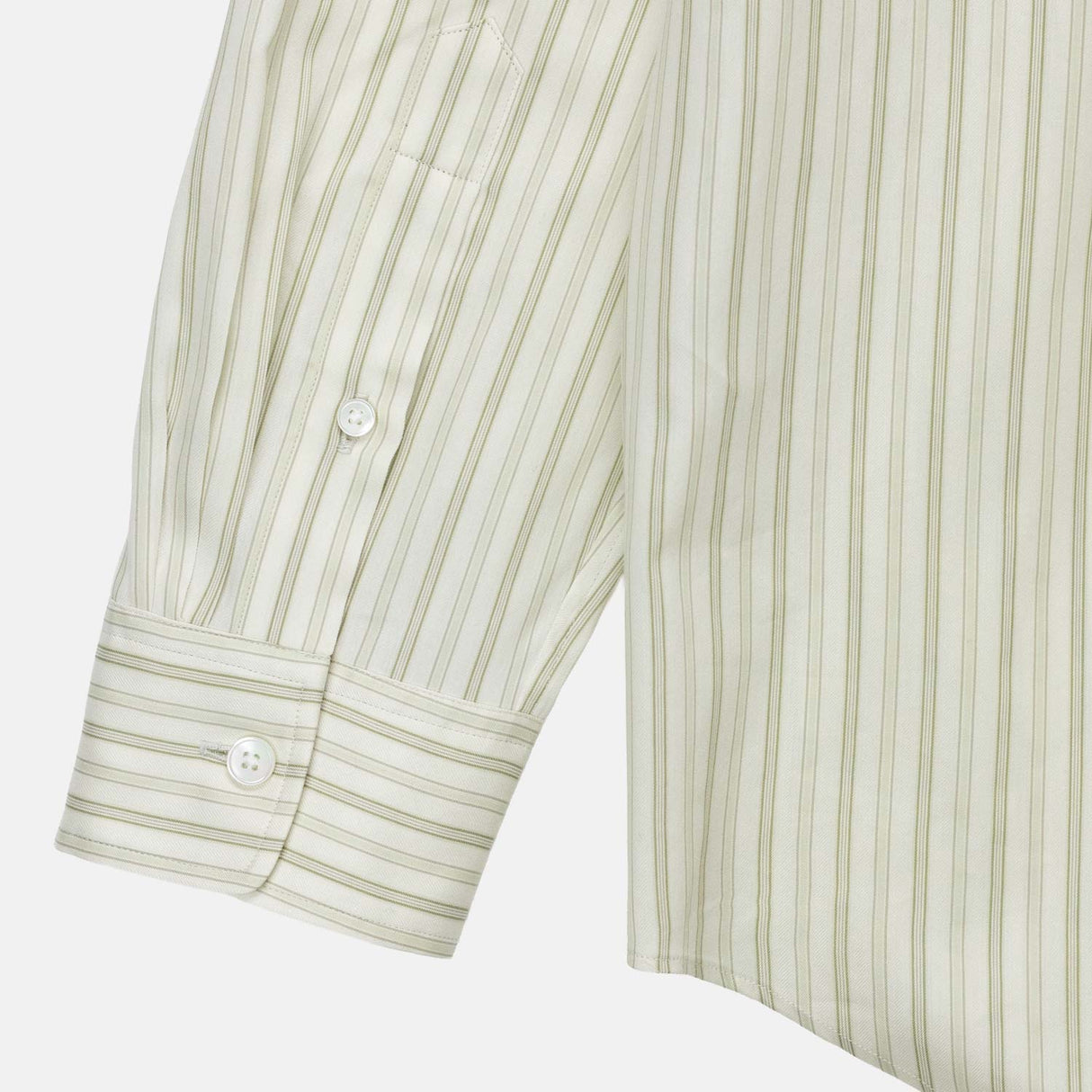 Auralee M'S COTTON SILK STRIPE SHIRT, Ivory Stripe