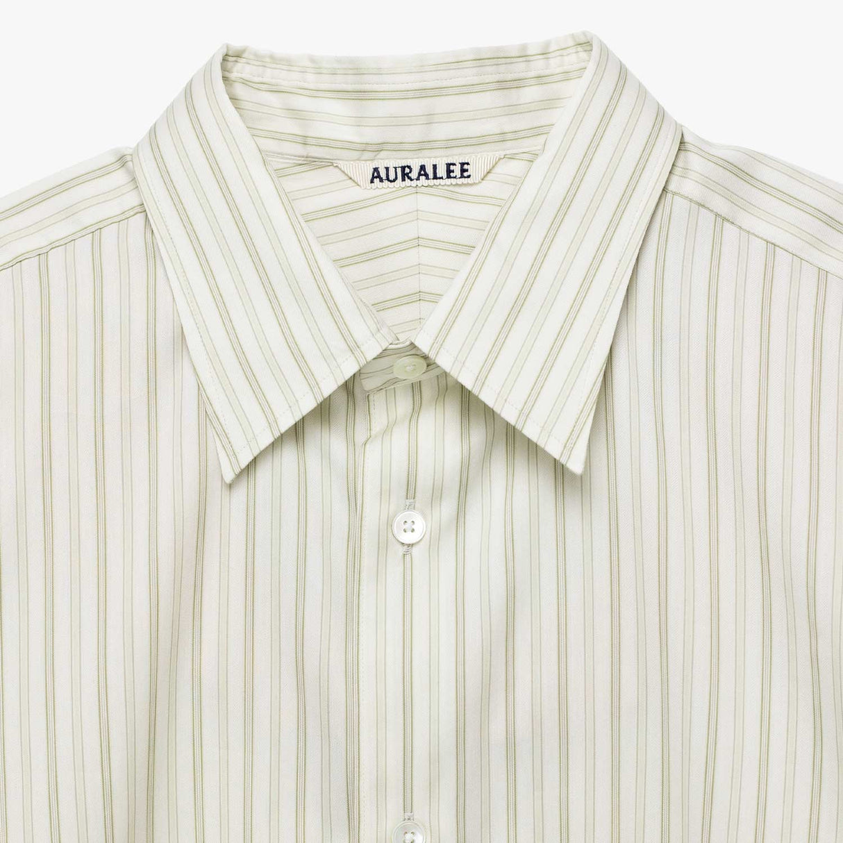 Auralee M'S COTTON SILK STRIPE SHIRT, Ivory Stripe