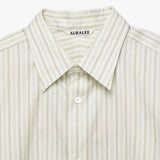 Auralee M'S COTTON SILK STRIPE SHIRT, Ivory Stripe