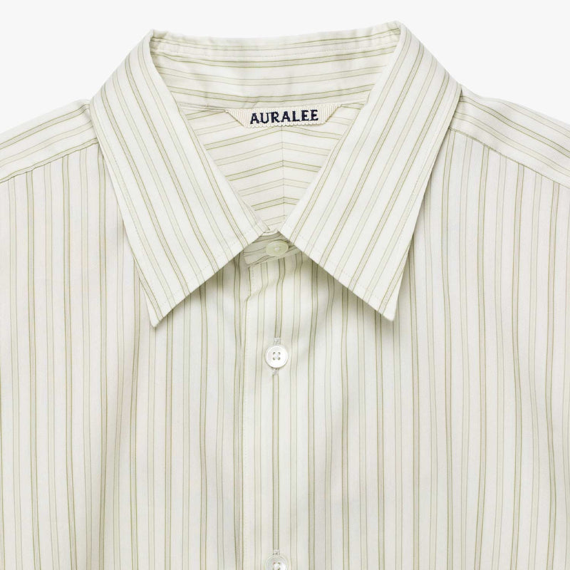 Auralee M'S COTTON SILK STRIPE SHIRT, Ivory Stripe