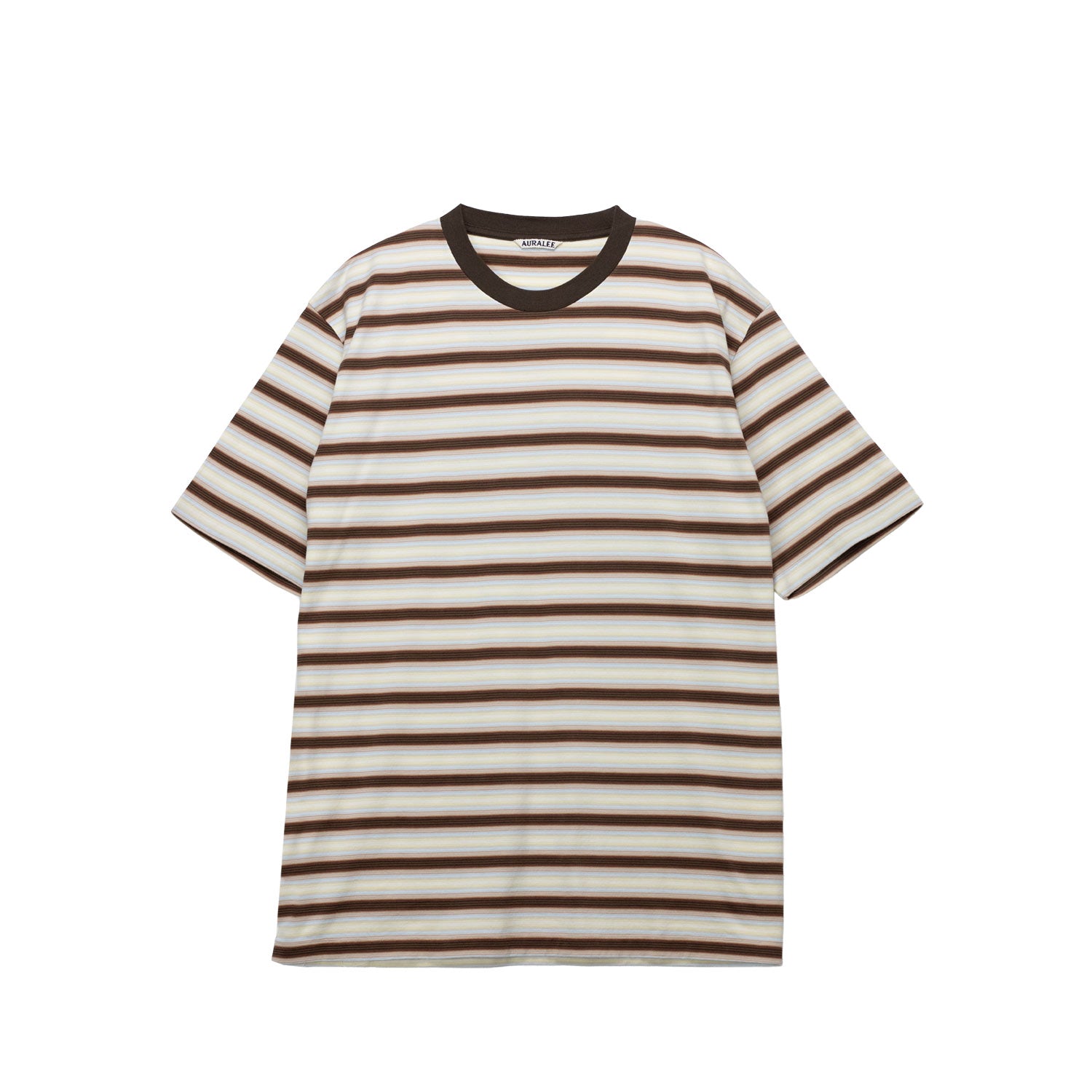 Auralee M'S GRADIENT STRIPE JERSEY TEE, Fade Brown Stripe – Beamhill
