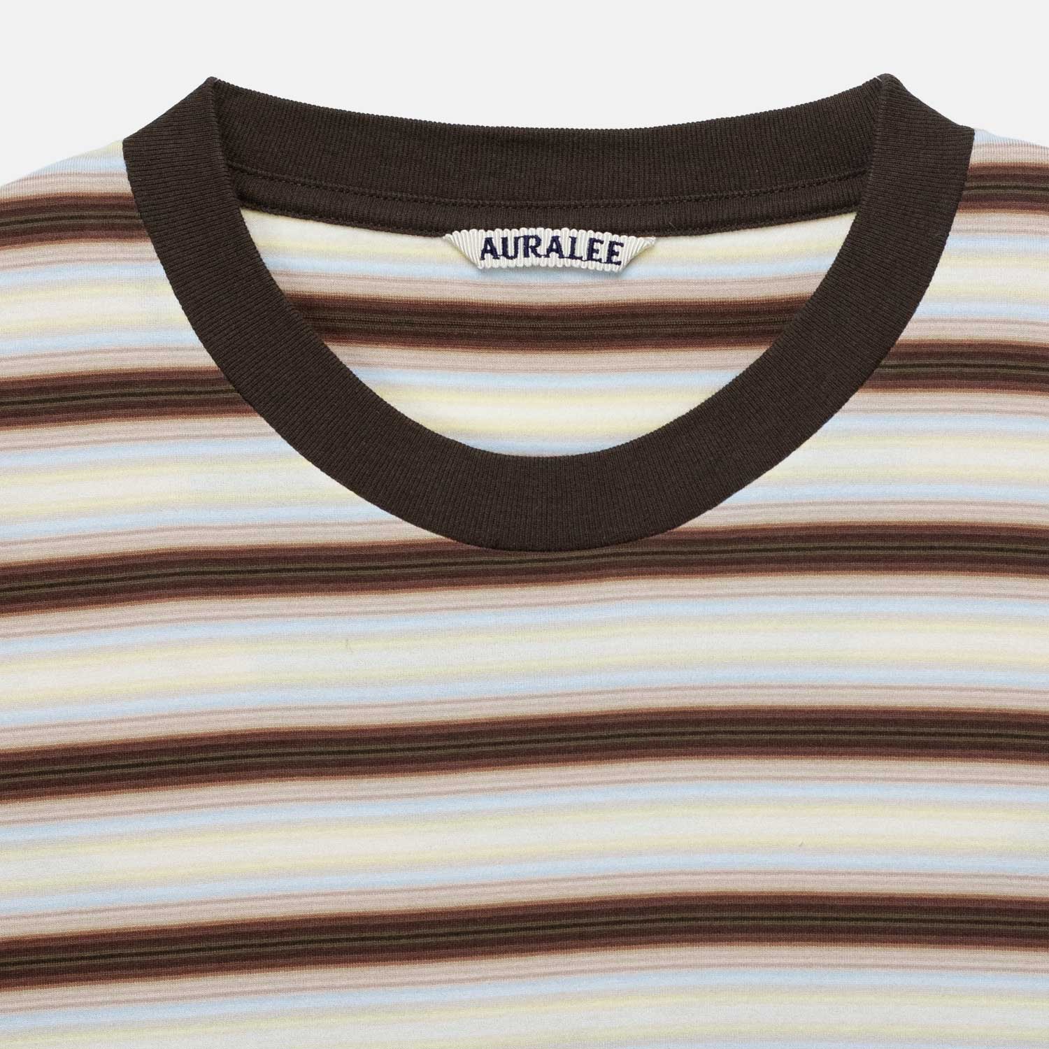 Auralee M'S GRADIENT STRIPE JERSEY TEE, Fade Brown Stripe – Beamhill